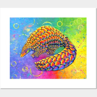 Psychedelic Rainbow Pangolin Posters and Art